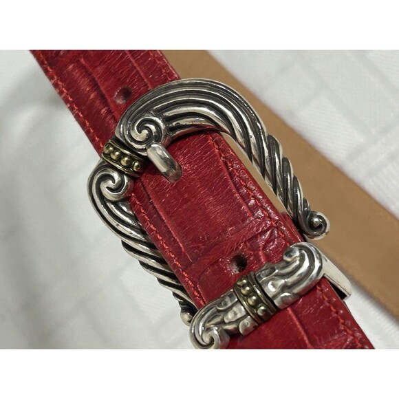 Vtg. BRIGHTON USA Bag & Wallet Co. Red Leather Women 34 Large Belt Silver Buckle main image 8